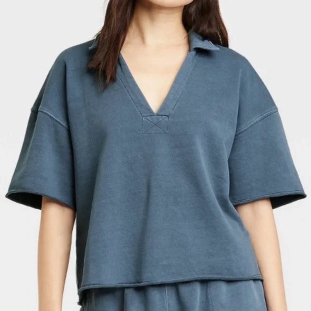 Universal Thread Women's Short Sleeve Collared French Terry Polo T-Shirt